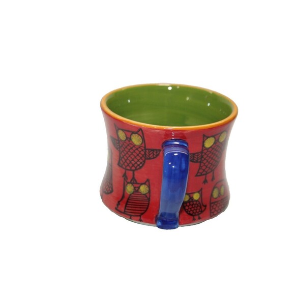 Pier 1 Imports Owl Coffee Mug Tea Cup Red Hand Painted Replacement Stackable - Picture 4 of 9